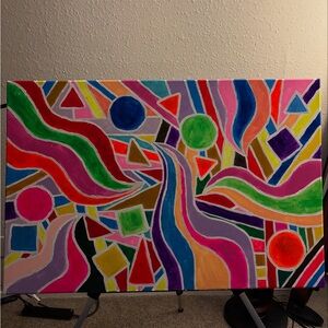 Abstract Geometric Canvas Art - Multicolor